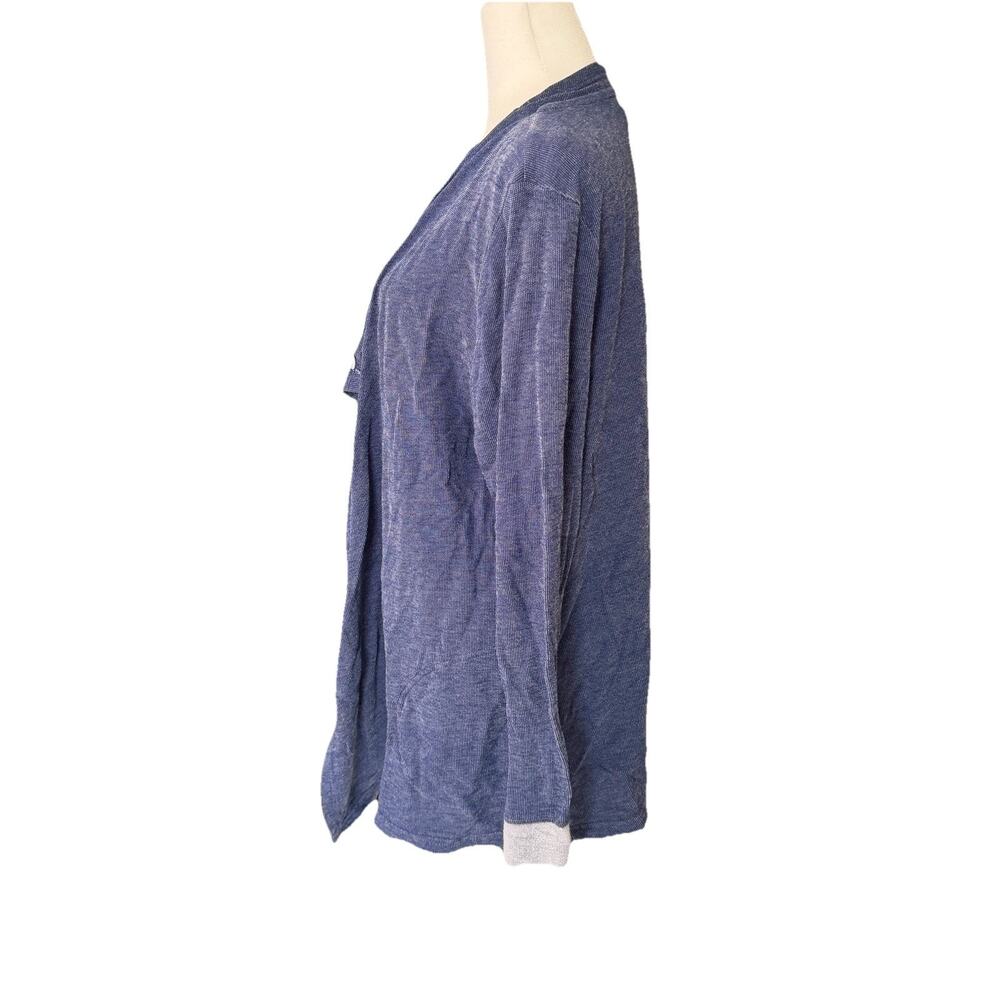 Fresh Produce Womens Large Cardigan Sweater Open Front Blue Waterfall Pockets - Picture 8 of 9